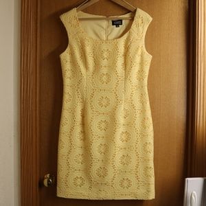 Fun Bright Yellow Knit Adrianna Papell Dress Sz 12